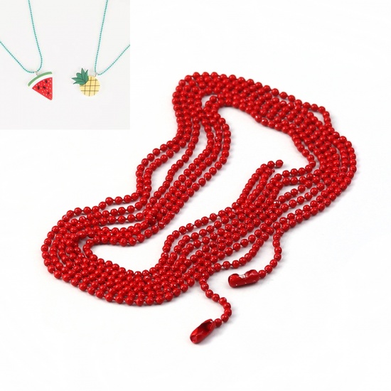 Bild von Eisenlegierung Kugelkette Kette Halskette Rot 59cm lang, Kettegröße: 1.5mm, 1 Packung ( 10 Stück/Packung)