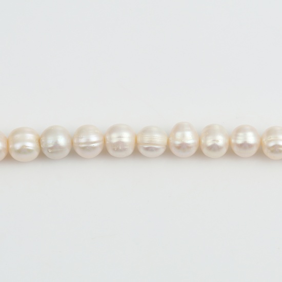 Picture of Natural Freshwater Cultured Pearl Beads Round White About 10mm Dia. - 9mm Dia., Hole: Approx 0.5mm, 10 PCs