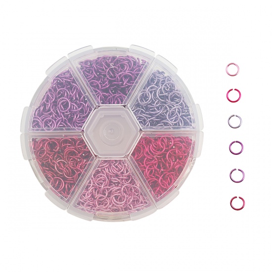 Picture of 0.8mm Aluminum Opened Jump Rings Findings Mixed 6mm Dia, 1 Box (Approx 1080 PCs)