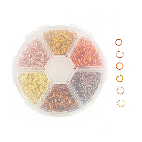 Picture of 0.8mm Aluminum Opened Jump Rings Findings Mixed 6mm Dia, 1 Box (Approx 1080 PCs)