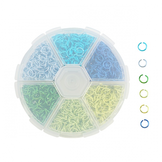 Picture of 0.8mm Aluminum Opened Jump Rings Findings Mixed 6mm Dia, 1 Box (Approx 1080 PCs)
