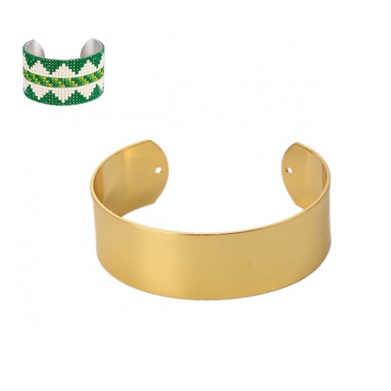 Imagen de Cobre Abierta Cuff Brazaletes Pulseras Ronda Chapado en Oro 15.3cm longitud, 1 Unidad