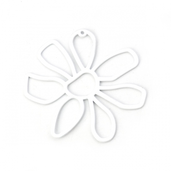 Picture of Zinc Based Alloy Pendants Flower White 56mm(2 2/8") x 52mm(2"), 5 PCs