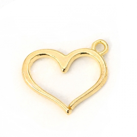 Picture of Zinc Based Alloy Charms Heart Gold Plated 16mm( 5/8") x 13mm( 4/8"), 50 PCs