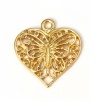 Picture of Zinc Based Alloy Charms Heart Gold Plated Butterfly 23mm( 7/8") x 22mm( 7/8"), 30 PCs