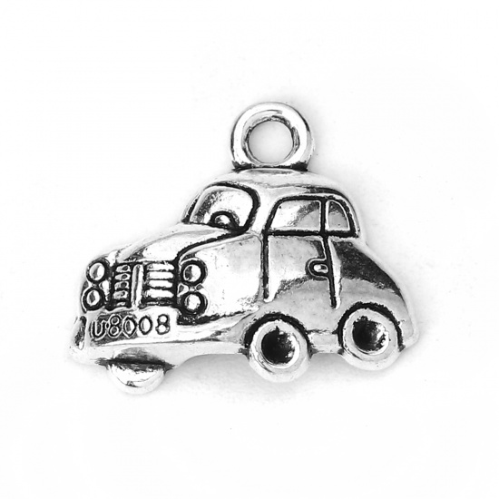 Picture of Zinc Based Alloy Travel Charms Car Antique Silver 20mm( 6/8") x 17mm( 5/8"), 30 PCs