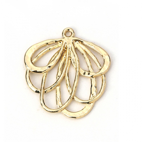 Picture of Zinc Based Alloy Charms Fan-shaped Gold Plated 28mm(1 1/8") x 26mm(1"), 10 PCs