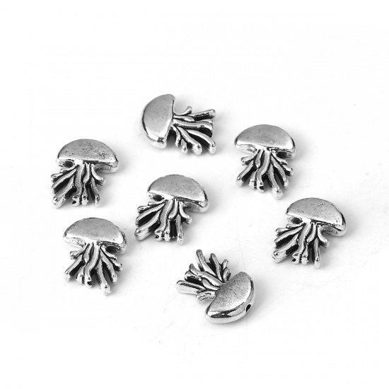 Picture of Zinc Based Alloy Spacer Beads Jellyfish Antique Silver 16mm x 12mm, Hole: Approx 1.2mm, 30 PCs
