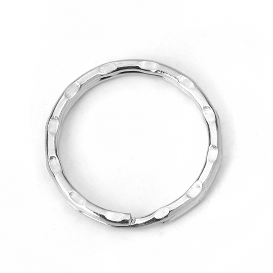 Picture of Iron Based Alloy Keychain & Keyring Circle Ring Silver Tone 30mm Dia, 50 PCs