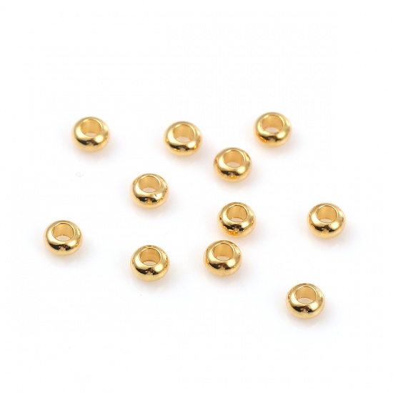 Picture of Copper Beads Round 18K Real Gold Plated About 3mm( 1/8") Dia, Hole: Approx 1.8mm, 800 PCs