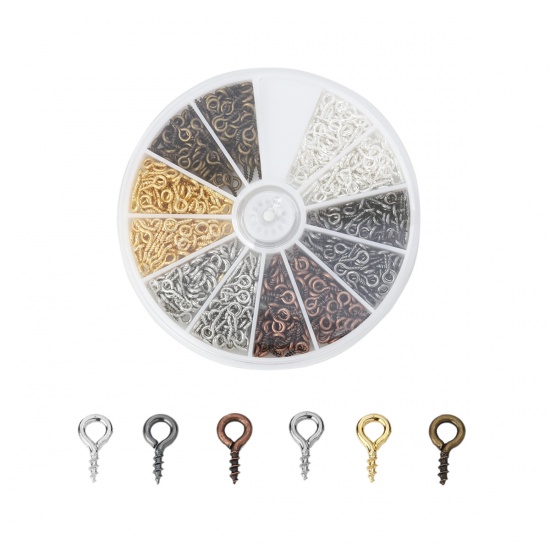 Bild von Eisenlegierung Ösenschrauben Holzgewinde Mix 8mm x 4mm, 1 Box（ca. 600 Stück)