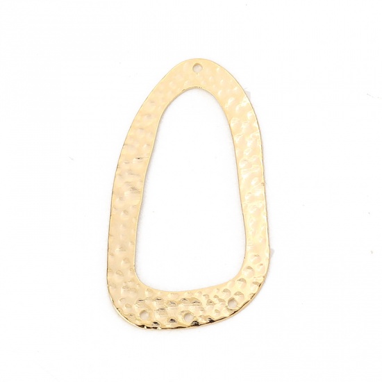 Picture of Copper Connectors Irregular 18K Real Gold Plated Circle Ring 43mm(1 6/8") x 26mm(1"), 2 PCs