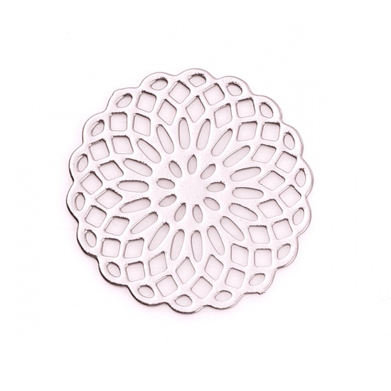 Picture of Copper Embellishments Light Rose Gold Round Flower 15mm( 5/8") x 15mm( 5/8"), 10 PCs