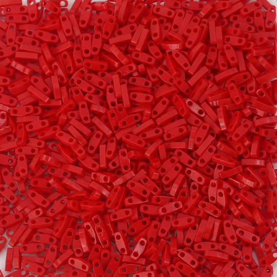 Immagine di (Japan Importazione) Vetro Rettangolo Perline di Semi con Due Fori Rosso Opaco 5mmx 1.3mm, Foro:Circa 0.8mm, 2 Grammi (Circa 50Pz/Grammo)