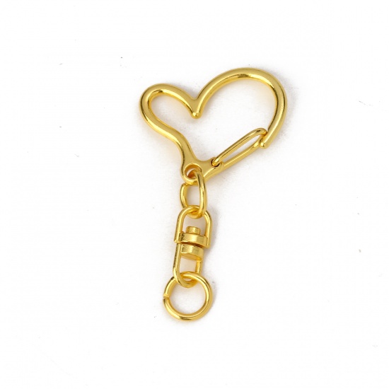 Picture of Iron Based Alloy Keychain & Keyring Heart Gold Plated 47mm x 24mm, 6 PCs