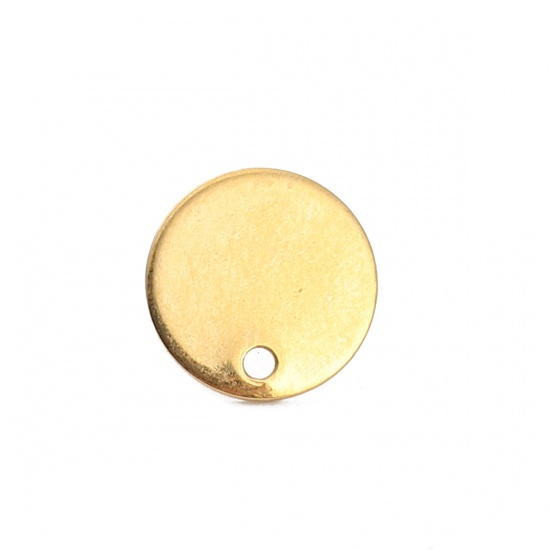 Bild von Edelstahl Ohrring Ohrstecker Rund Vergoldet M/Öse 12mm D., Drahtstärke: (21 gauge), 10 Stück