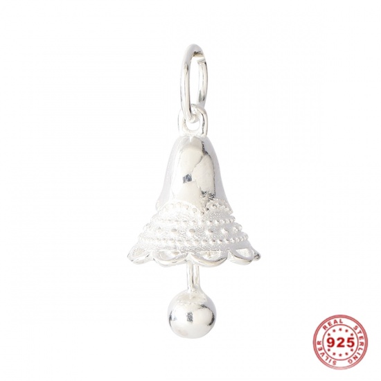 Picture of Sterling Silver Charms Silver Bell 18mm( 6/8") x 8mm( 3/8"), 1 Piece