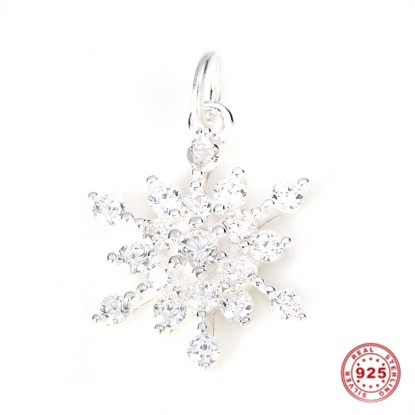 8mm Snowflake Charm FDSSB0680 4pcs 925 Sterling Silver Jewellery findings Charm Beads