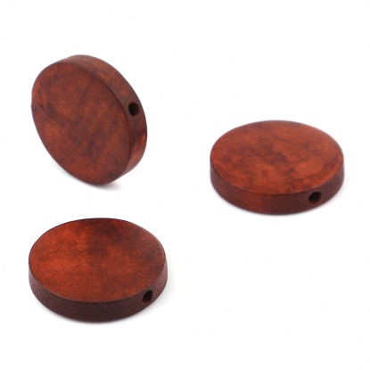 Bild von Holz Perlen Flachrund Kaffeebraun ca. 20mm D., Loch:ca. 1.8mm, 50 Stück