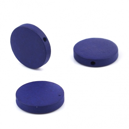 Bild von Holz Perlen Flachrund Kornblume blau ca. 20mm D., Loch:ca. 1.8mm, 50 Stück
