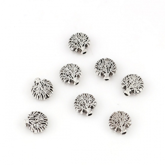 Bild von Zinklegierung Zwischenperlen Spacer Perlen Baum Antiksilber 8mm x 8mm, Loch:ca. 1.6mm, 100 Stück