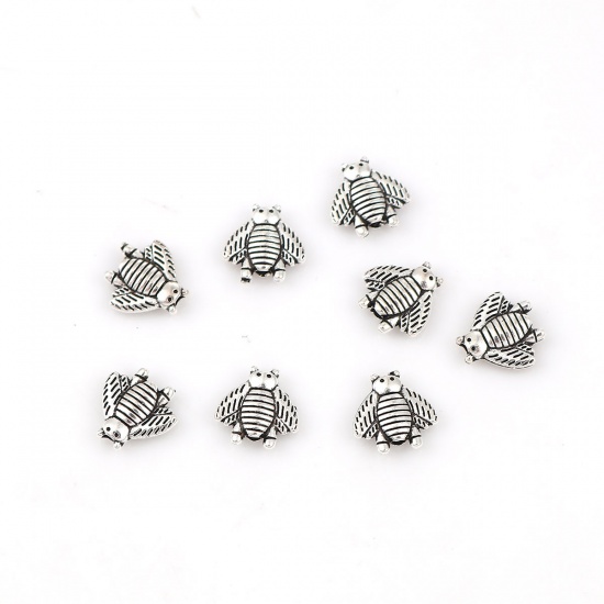 Picture of Zinc Based Alloy Spacer Beads Fly Antique Silver 10mm x 10mm, Hole: Approx 1.7mm, 100 PCs