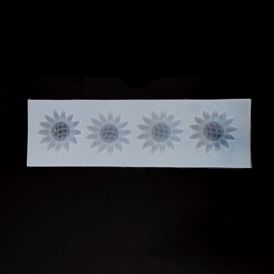 Immagine di Silicone Muffa della Resina per Gioielli Rendendo Girasole Bianco Rettangolo 11.8cm x 3.5cm, 1 Pz