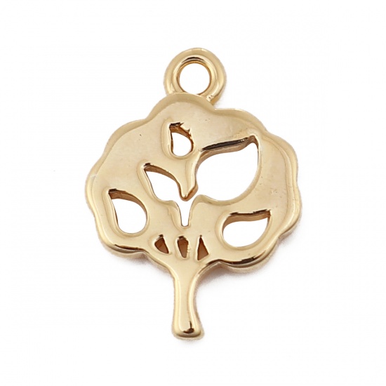 Picture of Copper Charms Tree 18K Real Gold Plated 13mm( 4/8") x 10mm( 3/8"), 3 PCs