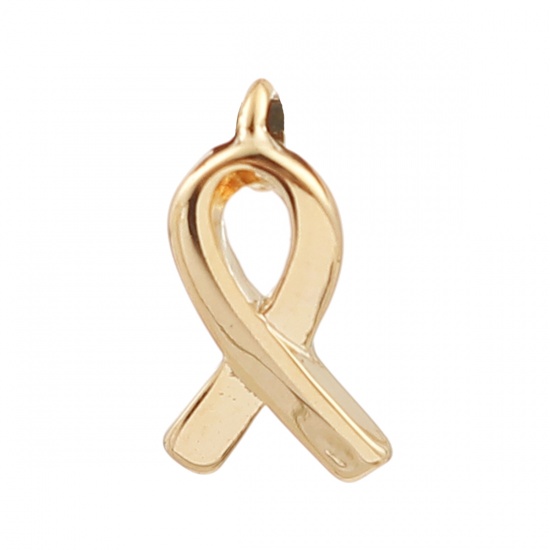 Picture of Copper Charms Ribbon 18K Real Gold Plated 9mm( 3/8") x 5mm( 2/8"), 5 PCs