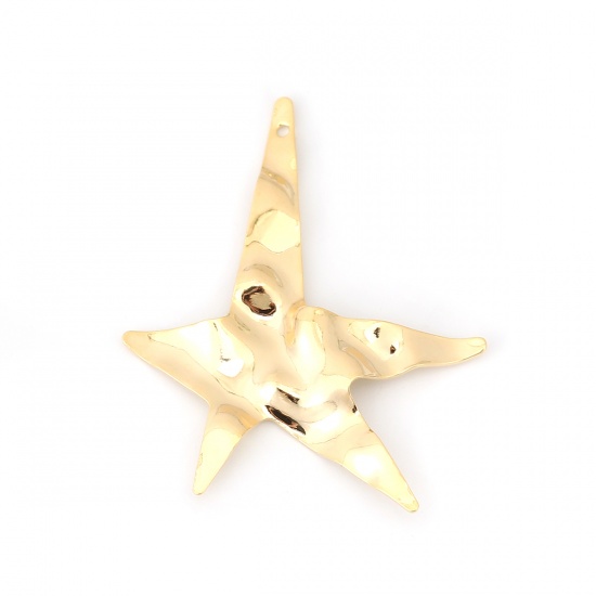Picture of Copper Pendants Star 18K Real Gold Plated 42mm(1 5/8") x 34mm(1 3/8"), 3 PCs