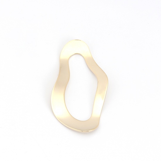 Picture of Copper Connectors Irregular 18K Real Gold Plated Oval 41mm(1 5/8") x 22mm( 7/8"), 5 PCs