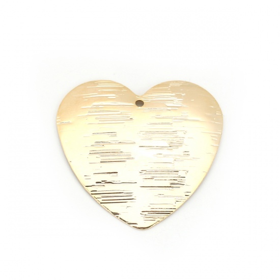 Picture of Copper Charms Heart 18K Real Gold Plated Drawbench 29mm(1 1/8") x 28mm(1 1/8"), 2 PCs