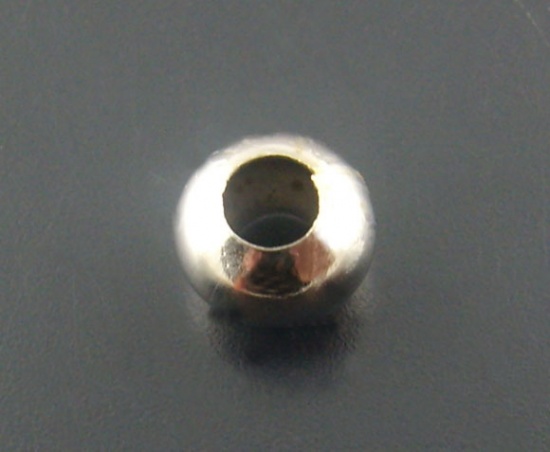 合金 スペーサ ビーズ 円形 シルバートーン 穴： 2.3mm、 6mm直径、 200 個 の画像