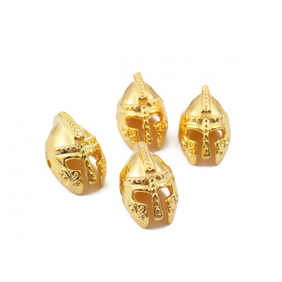 Picture of Zinc Based Alloy Spacer Beads Helmet Gold Plated 16mm x 12mm, Hole: Approx 2mm, 10 PCs