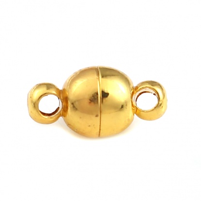 Picture of Copper Magnetic Clasps Gold Plated Round 12mm( 4/8") x 6mm( 2/8"), 10 PCs