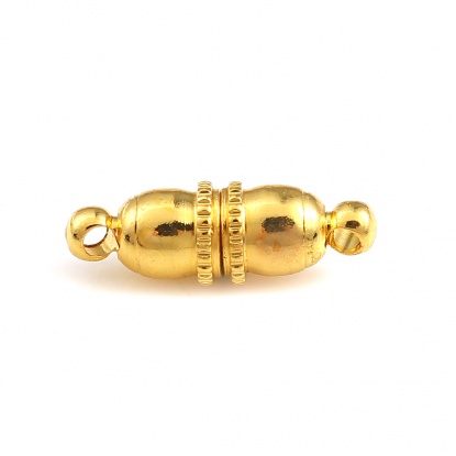 Picture of Copper Magnetic Clasps Gold Plated Cylinder 18mm( 6/8") x 6mm( 2/8"), 10 PCs