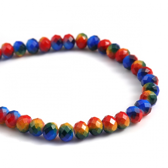 Picture of Glass Beads Round Multicolor Faceted About 8mm Dia, Hole: Approx 1.3mm, 85.4cm long, 1 Strand (Approx 106 PCs/Strand)