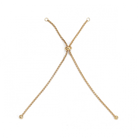 Imagen de 304 Acero Inoxidable Ajustable Slider/ Slide Pulsera Chapado en Oro 11cm longitud, 1 Unidad”