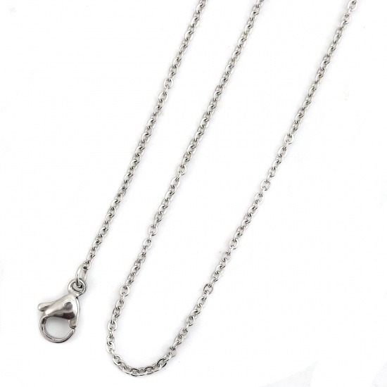 Picture of 304 Stainless Steel Link Cable Chain Necklace Silver Tone 41cm(16 1/8") long, Chain Size: 2x1.5mm( 1/8" x1.5mm), 5 PCs