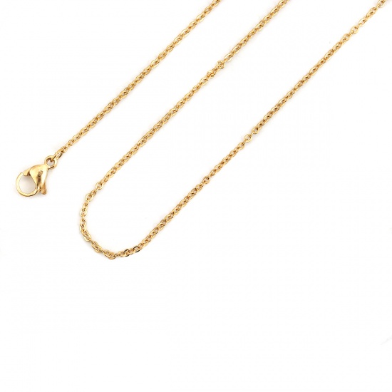 Picture of 304 Stainless Steel Link Cable Chain Necklace Gold Plated 41cm(16 1/8") long, Chain Size: 2x1.5mm( 1/8" x1.5mm), 5 PCs