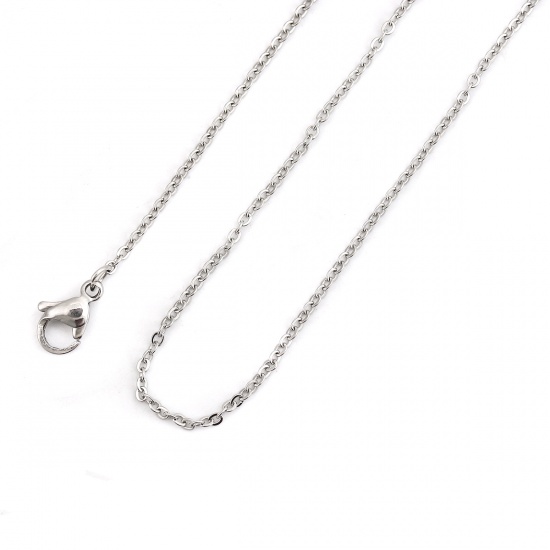 Picture of 304 Stainless Steel Link Cable Chain Necklace Silver Tone 46cm(18 1/8") long, Chain Size: 2x1.5mm( 1/8" x1.5mm), 5 PCs