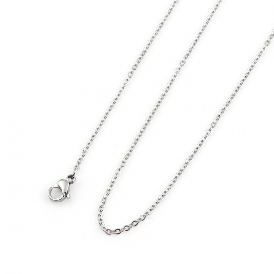 Picture of 304 Stainless Steel Link Cable Chain Necklace Silver Tone 49cm(19 2/8") long, Chain Size: 2x2mm, 5 PCs