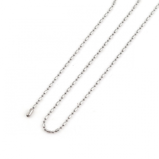 Bild von 304 Edelstahl Bambus-Kette Halskette Silberfarbe 59cm lang, Kettengröße: 1.5mm, 5 Strange