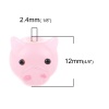 Picture of Lampwork Glass Japanese Style Beads Pig Animal Light Pink About 12mm x 12mm, Hole: Approx 2.4mm, 1 Piece