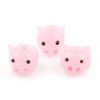 Picture of Lampwork Glass Japanese Style Beads Pig Animal Light Pink About 12mm x 12mm, Hole: Approx 2.4mm, 1 Piece