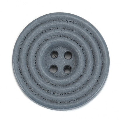 ウッド 縫製ボタン 円形 グレー 4つ穴 サークル柄 25mm直径、 30 個 の画像