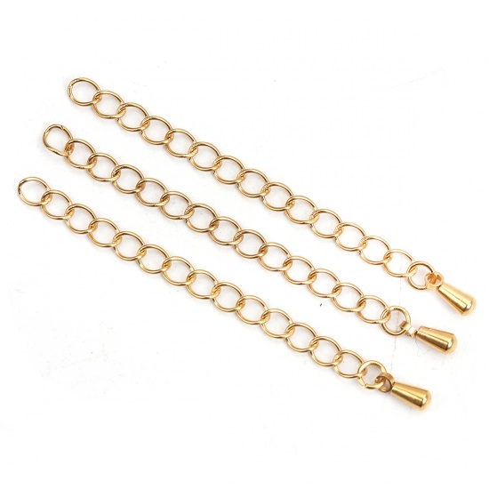 Immagine di Acciaio Inossidabile Estensione Catene Per Bracciale Collana Gioielli Oro Placcato Goccia 6cm Lunghezza, Lunghezza catena utile: 5cm, 5 Pz