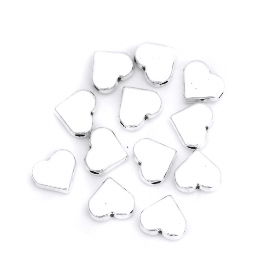 Picture of Zinc Based Alloy Spacer Beads Heart Antique Silver 8mm x 7mm, Hole: Approx 1.4mm, 50 PCs