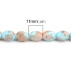 Image de Perles en Verre Ovale Bleu & Orange Fleurs A Facettes, 11mm x 9mm - 11mm x 8mm, Trou: 1.3mm, 76cm long, 1 Enfilade (env. 70 Pcs/Enfilade)