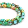 Immagine di Vetro Perline Ovale Multicolore Intagliato Circa 11mm x 9mm, Foro: Circa 1.3mm, lunghezza: 76cm, 1 Filo (Circa 70 Pezzi/Treccia)
